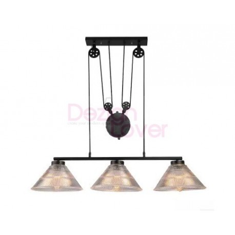 Industrial Pulley Triple Pendant Lamp With Edison Bulbs . Free ...