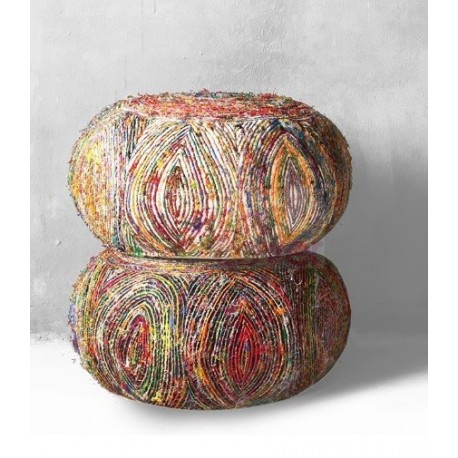 Silk pumpkin pouf ottoman