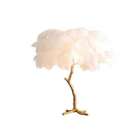 Ostrich Feather Table Lamp in Brass