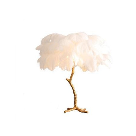 Ostrich Feather Table Lamp in Brass