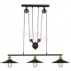 Industrial Iron Pulley triple pendant lamp with Edison bulbs