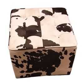 Tabouret Cube Ottomane Peau de vache
