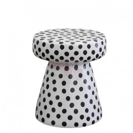 Tabouret de jardin en céramique à pois noirs et blancs