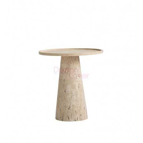 Pedestal Travertine Side Table