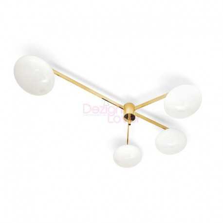 Six Lune Vintage Brass Ceiling lamp 4 globes Angelo Lelii