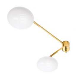 Six Lune Vintage Brass Ceiling lamp 2 globes