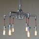 Suspension chandelier design industriel en tube métallique 6 ampoules