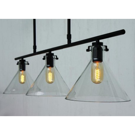 Meridian clear glass funnel Chandelier with Edison bulbs