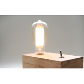 Lampe de table design Retro en bois avec ampoule edison