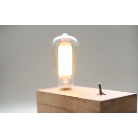 Lampe de table design Retro en bois avec ampoule edison