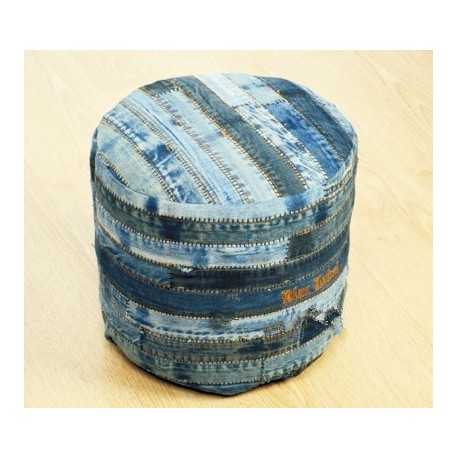 Tabouret Ottoman en motif Jeans Strip