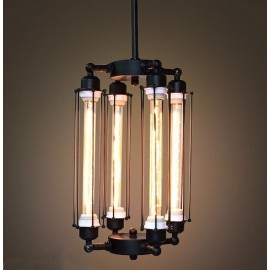 Industrial Vintage Edison 4 tube filament bulbs pendant lamp vertical