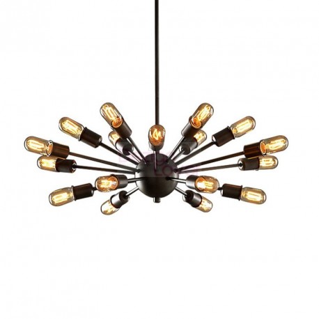 Chandelier design industriel sputnik avec 18 ampoules