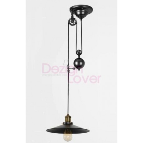 Suspension design industriel en acier avec Poulie 1 lampe